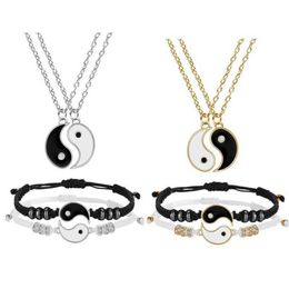 Tai Chi Yin Yang – pendentif jumelé pour Couple, collier Amp, Bracelet pour femmes, Bbf, ami, breloques d'amitié tressées, bijoux 276E