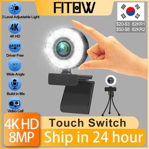 Taida 1080P 2K 4K HD Webcam met Ring Invullicht Laptop PC Computer Live-uitzending Camera Video Webcamera Microfoon Webcam HKD230825 HKD230828 HKD230828