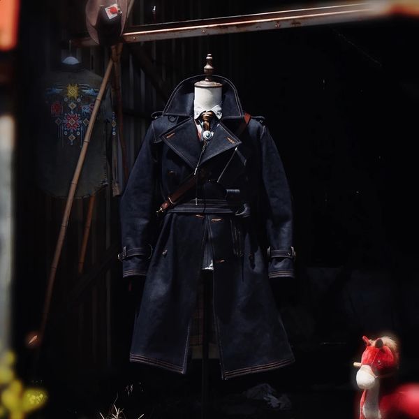 Tailleur Brando J-118 re-gravé manteau de la première guerre mondiale 22OZ lourd RedLine tanin 1850S moyen Long sur le genou Trench Coat 240329