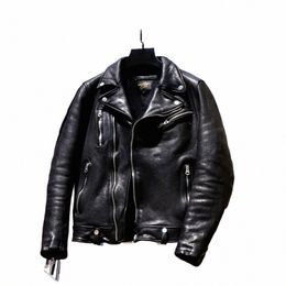 tailleur Brando J-35 italien non enduit végétal tanné mer peau de mouton japonais revers motard vintage veste en cuir tailles asiatiques 14QD #