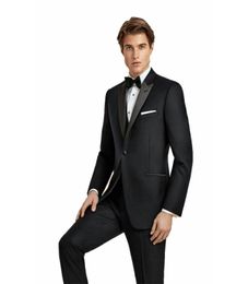 Op maat gemaakt mannen zwart pak voor bruiloftpakken Prom bruidegom Tuxedos 3 -piece mannen blazer slanke fit Terno Masuclino Trajes de Hombre Cost9455543