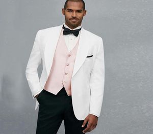 Trajes de boda blancos a medida para hombres blazer de chal blazero novio de la solapa de chal