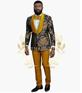 TailorMade Heren Pakken Mode Bruidegom Tuxedos Sjaal Revers Jacquard Paisley Slanke Blazer Broek Sets 2 Stuk Bruiloft Prom Suits 240125