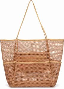 Tainehs Mesh Beach Tote Grote Tas 2023 Upgrade voor Vrouwen met Meerdere Zakken voor Familie Reizen Zwemmen Waterdichte Zwembadtas HKD230807