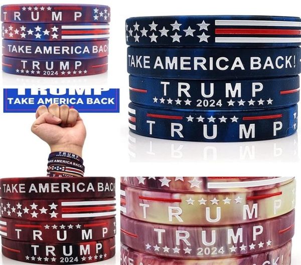 Take America Back Bracelet en silicone Président américain Trump 2024 Bracelet Étoiles Rayures Support Caoutchouc Sport Football Bracelet Poignet7030559