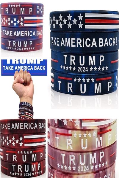 Take America Back Bracelet en silicone Président américain Trump 2024 Bracelet Étoiles Rayures Support Caoutchouc Sport Football Bracelet Poignet7490535