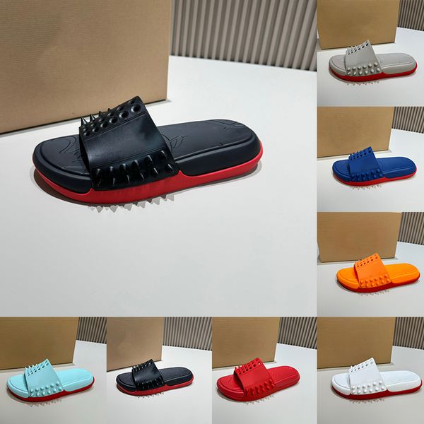 Tómalo fácil Slippers Slippers Spikes Sandalias de estilo Blanco Blanco de goma Slides Sliders Flip Mulas para hombre Summer Summer Beach Zapatos Punk Hip-Hop Sandale