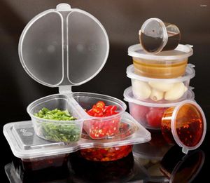 Conteneurs à emporter 1/5 pièces boîte de joint de sauce jetable Mini récipient de stockage d'épices scellé en plastique Transparent avec couvercles outils de cuisine