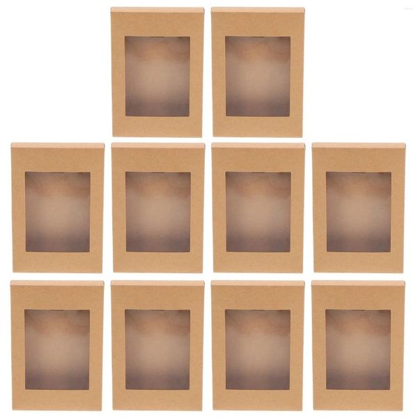 Tirez les conteneurs 10 PCS Noël Sto Kraft Paper Box Box Favor Boxs avec fenêtre Festival de bonbons de fournitures de fenêtre