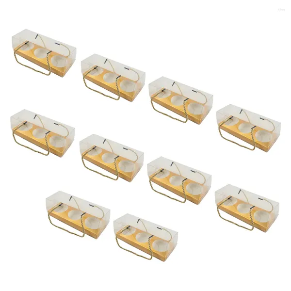 Sortez des conteneurs 10 PCS Cupcak Boîte à dessert en papier rectangulaire Plastique transparent avec poignée avec poignée