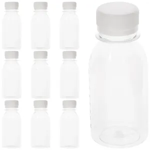 Saque contenedores 10 pcs botella de leche a la antigua viajar botellas de plástico transparente de bebidas de bebidas abdominales jugo transparente