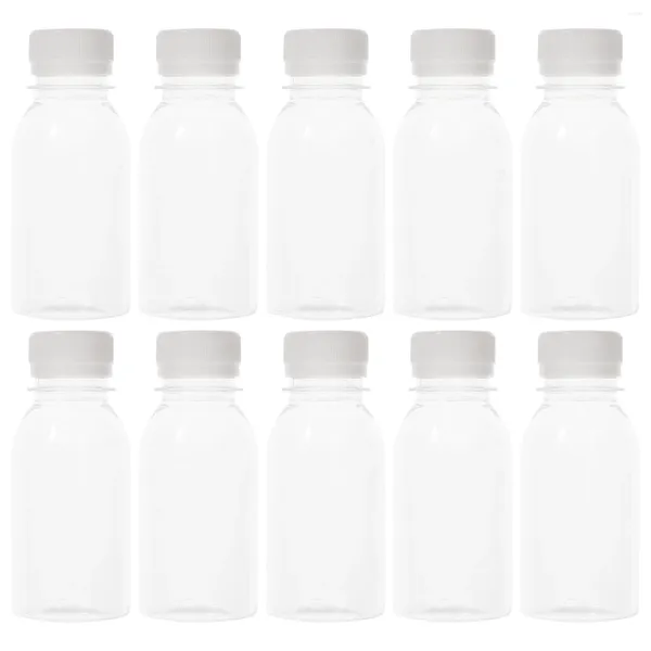 Conteneurs à emporter 10 pièces, bouteille en Polyester, lait de voyage, couvercle transparent, bouteilles de boisson Vintage, Abs réutilisables