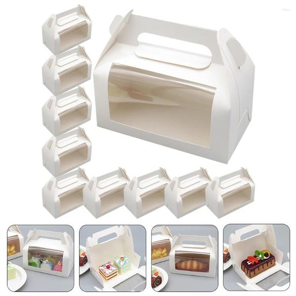 Take Out Contenedores 10 PC Caja de torta de ventana Contenedor de alimentos Fiesta de Navidad Accesorio de cookies Suministros Suppilader Biscuit de papel domiciliario