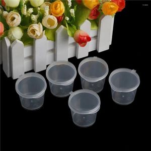 Sortez des conteneurs 100 pcs avec des couvercles Organisateur Organisateur Sauce jetable Pot Aliments Small Container Box Plastic Clear Chutney Chili Cups