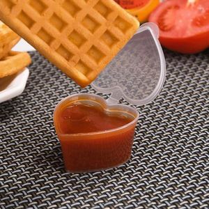 Haal containers uit 10 stks 45 ml Plastic afhaalmaaltijden Saus Cup Food Packaging Wegwerplade met deksel Doos Restaurantbenodigdheden