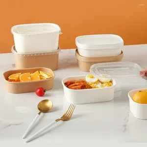 Afhaalcontainers 10 stuks Kraftpapier Lunchbox Salade Fruit Pasta Verpakking Maaltijdvoorbereiding Wegwerpvoedsel met PP-deksels