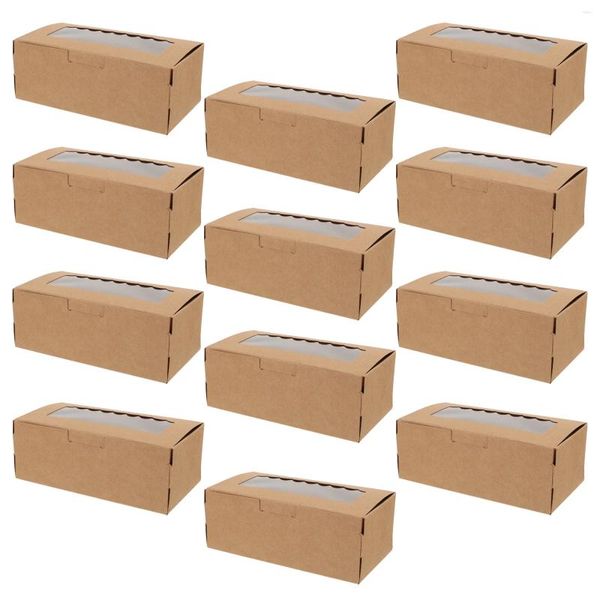 Tiens à emporter des conteneurs 12pcs Boîtes de boulangerie Kraft avec fenêtre pour desserts à tarte 2 pack Small Crater Paper Box Box Cupcakes Muffins Gift