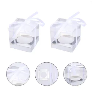 Tiens à emporter des conteneurs 12pcs Boîte à gâteau transparent emballage de porte-conteneurs cadeau CONTACTER avec ruban pour le mariage de douche d'anniversaire