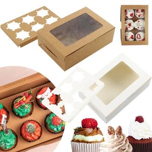 Conteneurs à emporter 20 pièces boîtes à biscuits avec fenêtre et inserts 6 pièces porte-cupcakes de qualité alimentaire pour biscuits muffins cupcakes