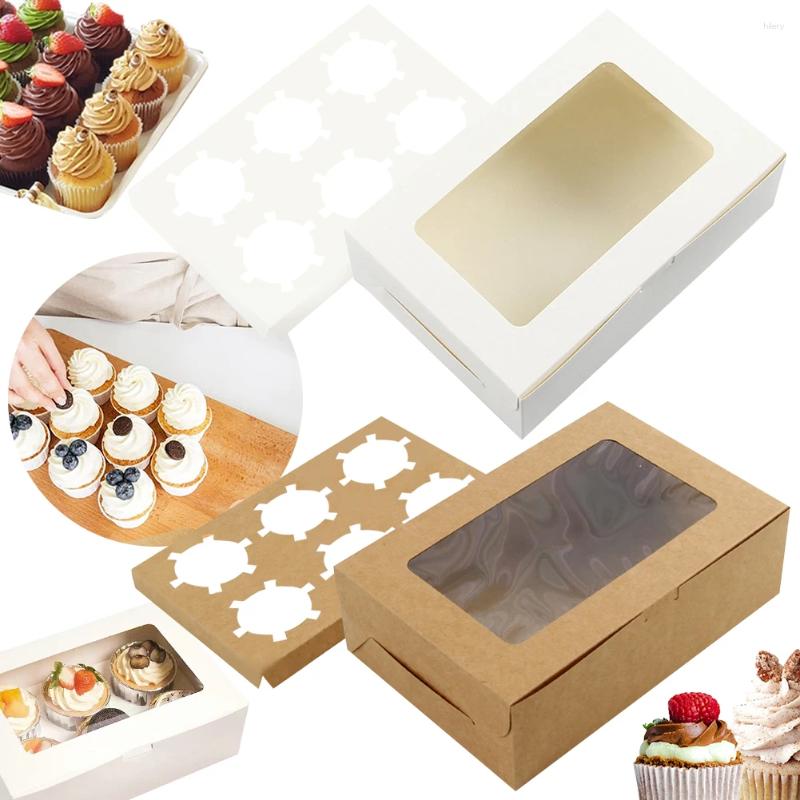 Take Out Containers 20 Pcs Cupcake Boxes With Window And Inserts 6 Count Bakery Carrier For Cookies Muffins Cupcakes