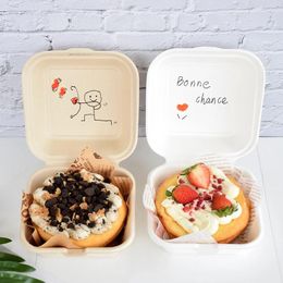 Conteneurs à emporter 20pcs Bento Box Dessert Gâteau Storager Écologique Fruits Salade Hamburger Micro-ondable Jetable Portable Lunchbox