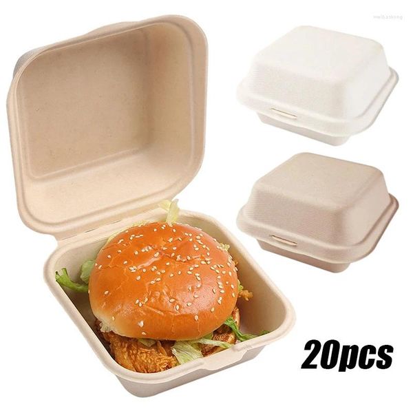 Conteneurs à emporter 20 pièces boîte à déjeuner jetable écologique Bento boulangerie conteneur fruits Hamburger gâteau repas préparation emballage alimentaire
