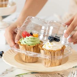 Éliminer les conteneurs 20 pcs plastique jetable jetable cupcake individuel transparente porte-support empilable double compartiment