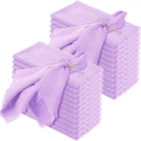 Conteneurs à emporter 24 pièces 32x32cm vente en gros serviette en coton gaze violette torchon réutilisable fête de mariage décor de table de noël bavures rétro