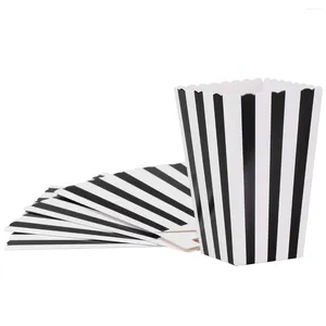 Conteneurs à emporter 24 pièces boîtes à pop-corn support cartons sacs en papier boîte à rayures pour cinéma tables à dessert faveurs de mariage (noir)