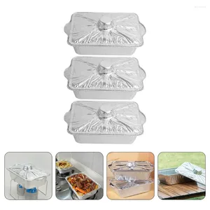 Sortez des conteneurs 3 pcs plateau alimentaire papier papier d'aluminium pot épais en aluminium couvert de boulangerie d'air de cuisine