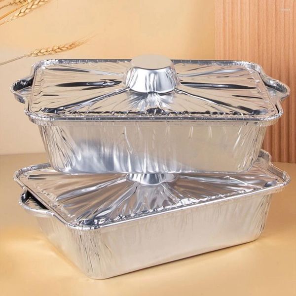 Contenedores para llevar, olla de papel de aluminio para exteriores, rectangular, para acampar, calentar alimentos, barbacoa, 3 uds.