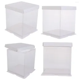 Contenitori da asporto 4 pezzi Scatola per torte Confezione Bicchieri di carta Coperchi Cartoncino bianco per uso alimentare usa e getta