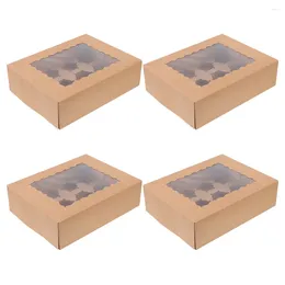 Tiens à emporter les conteneurs 4 PCS MUFFIN BOX BORN BORD CUPCAKEUR 12 COUNT COUNTER Party Favors Mini Kraft Paper