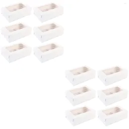 Tiens à emporter des conteneurs 40 PCS 2-GRIDS Kraft Paper Food Package Boxs Transparent Baking Egg Tart Trays Muffin avec plateau d'inserts (blanc