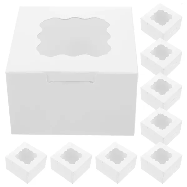 Sortez des conteneurs 50 PCS Boîtes-cadeaux Small Cake Wedding pour les invités Biscuit de Noël en vrac blanc avec fenêtre