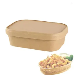 Sortez des conteneurs 50pcs Kraft Bakery Paper Boîte à lunch Boîte de couvercle Emballage de plats à emporter rapide