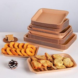 Take Out Containers 50 Stuks Kraftpapier Doos Sushi Salade Fruit Cake Sandwich Voedsel Bruine Lade Dienbladen Camping Outdoor Verpakking Dozen