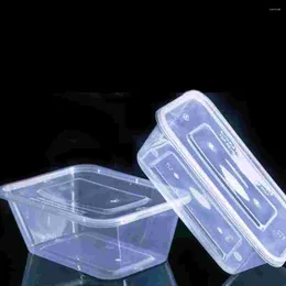 Afhaalcontainers 50 stuks Plastic Soep Togo-dozen Transparant met deksel Maaltijdvoorbereiding