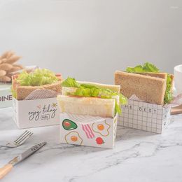 Saque los contenedores de 50 piezas de sándwich empaquetado caja de papel mermelada impermeable a prueba de agua pliegue de pan de pan cajas de hornear hamburgo oeste de hornear