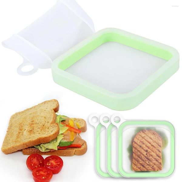 Contenedores para llevar, contenedor portátil para sándwich de 6 pulgadas, caja de almacenamiento de alimentos de silicona con tapa, para estudiantes, trabajadores de oficina, almuerzo, merienda, cocina