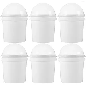 Conteneurs à emporter 6 pièces seau à pop-corn Snack crème glacée collations boisson froide bol alimentaire grands seaux à thé au lait blanc en plastique