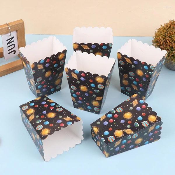 Sortez des conteneurs 6pcs Space Galaxy Popcorn Cookies Box Trame Party Supplies Snacks Treat plateau Décoration d'anniversaire pour enfants