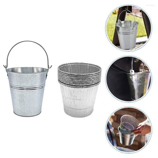 Conteneurs à emporter pour barbecue, tambour à huile, gril, seau à graisse goutte à goutte, doublure en aluminium jetable, accessoires de bière de remplacement, conteneur en fer sablier