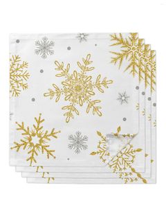 Schakel containers uit kerst Golden Snowflake Textuur Tafel servetten Doekset zakdoek trouwfeest Placemat vakantiebanket thee