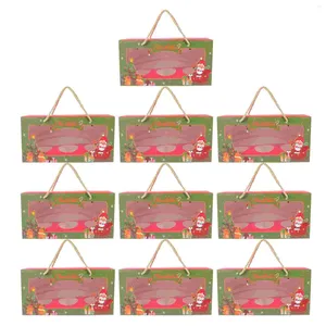 Take Out Contenedores Cajas de regalo navideñas Cajas de cupcake de regalos con mango de caramelo Caja de envoltura de galletas para empaquetado de fiesta