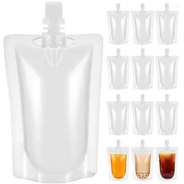 Conteneurs à emporter pochettes d'alcool transparentes jus de boisson flacons d'eau debout couvercle à vis sacs de boissons en plastique adultes café lait de soja