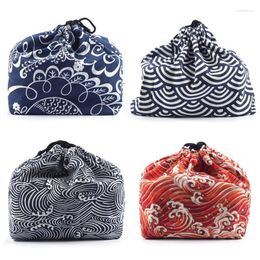 Conteneurs à emporter Style japonais Boîte à lunch Portable Sac de rangement pour enfants Uuiversal Cordon Bento Fourre-tout Pochette Voyage pour femmes Enfant