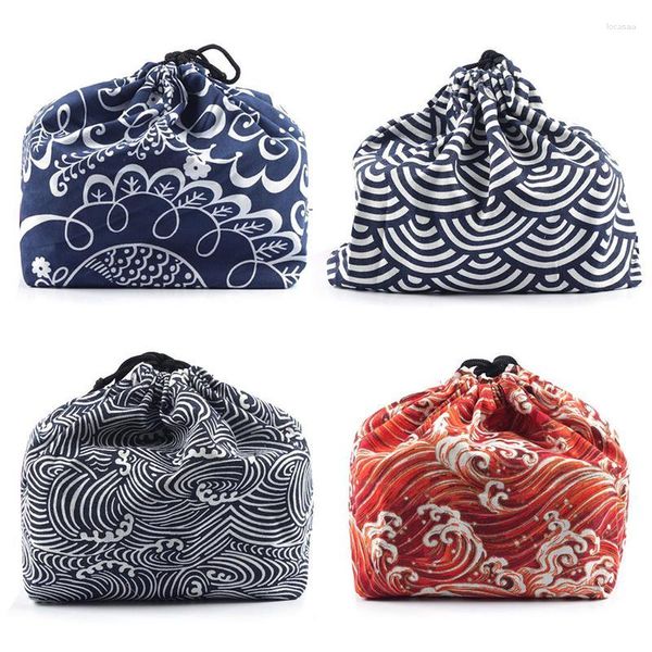 Conteneurs à emporter de style japonais, boîte à déjeuner, sac à bento portable, pochette de rangement, ensembles de thé, enfants femmes voyage petit déjeuner pique-nique sac à main