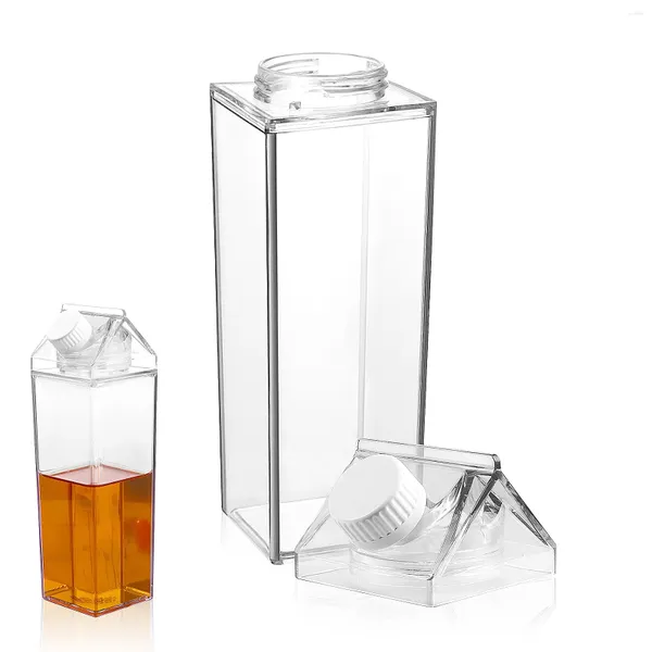 Contenedores para llevar, botella de agua de cartón de leche, transparente, portátil, reutilizable, con forma de jugo para deportes, viajes al aire libre, Camping