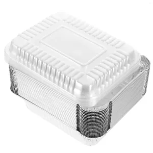 Zet containers Packing Box Foil Trays Food Baking Boxes Single gebruik pannen koken met deksels aluminium koekje klein